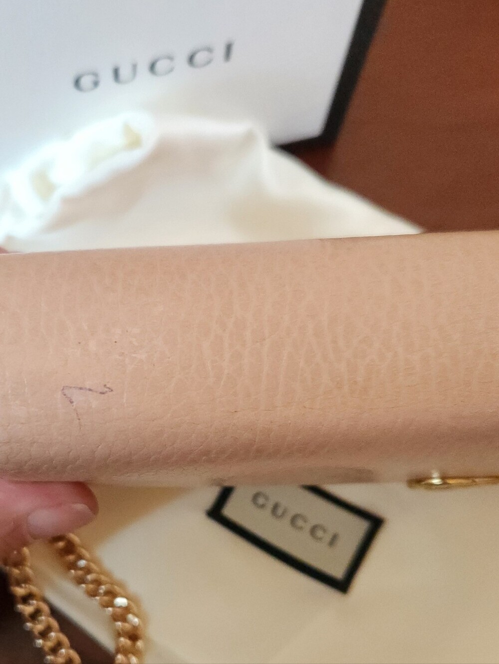 Gucci Pink Leather Marmont Wallet On Chain - Picture 9 of 11